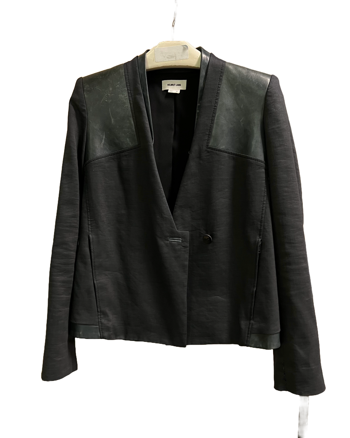 Helmut Lang Lamb Leather Cropped Blazer