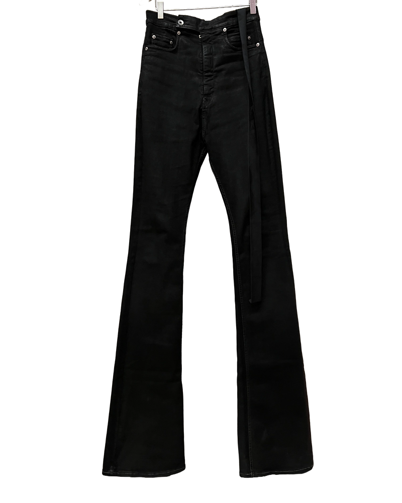 Rick Owens DRKSHDW 21 « GETHSEMANE » Jean évasé enduit Bolans