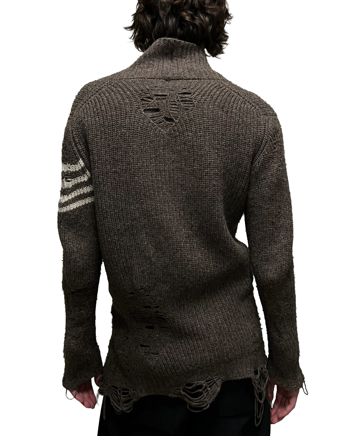 Cardigan Marron Tricot Dégarni Mihara Yasuhiro