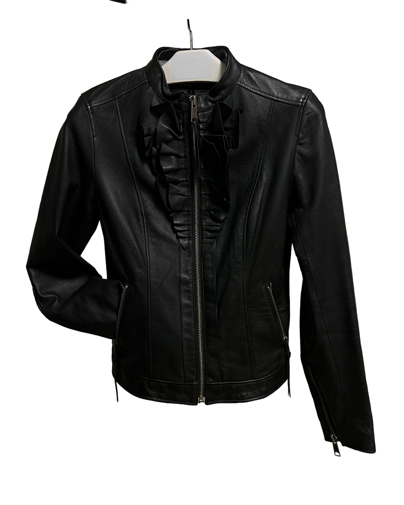 5351 Pour Les Femmes Veste à Volants en Cuir d'Agneau