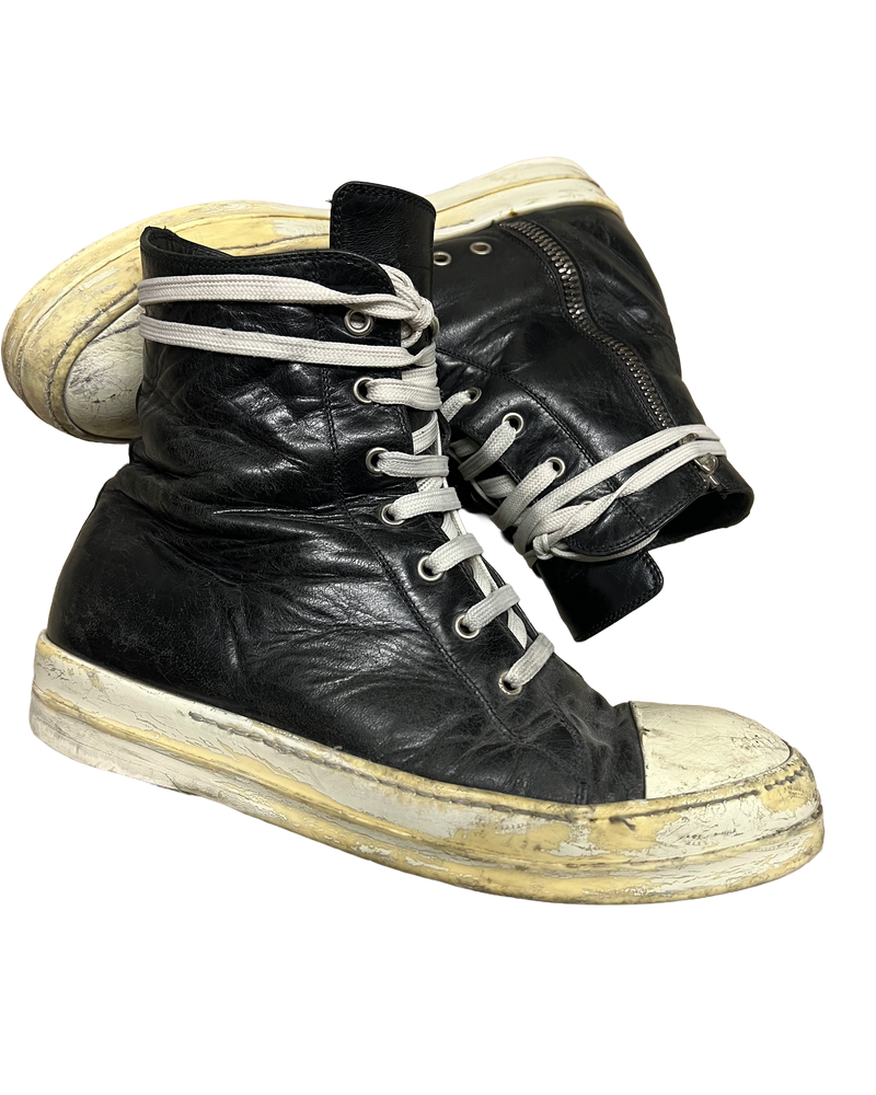 Ramones montantes en cuir Rick Owens Mainline