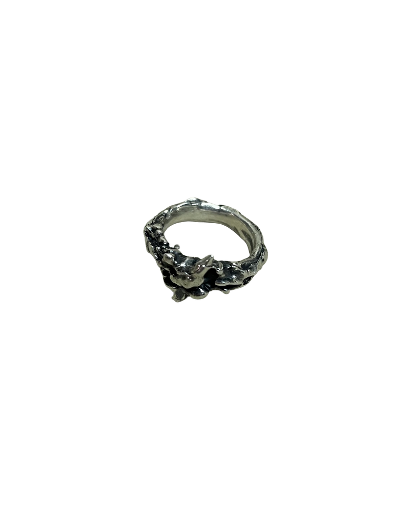 Blackmerle X Siiot Anneau en argent sculpté .925 « Horn Ring »