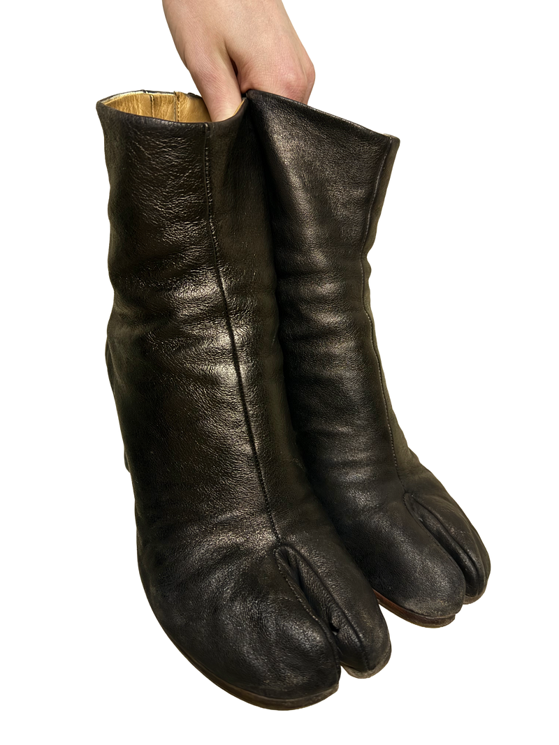 Maison Margiela Tabis Bottines en cuir de veau teint noir