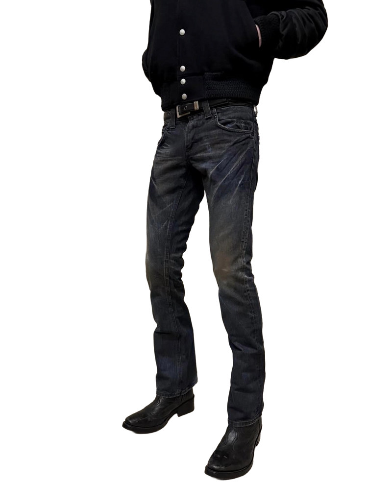 Midas X Lee Jean skinny clouté délavé bleu