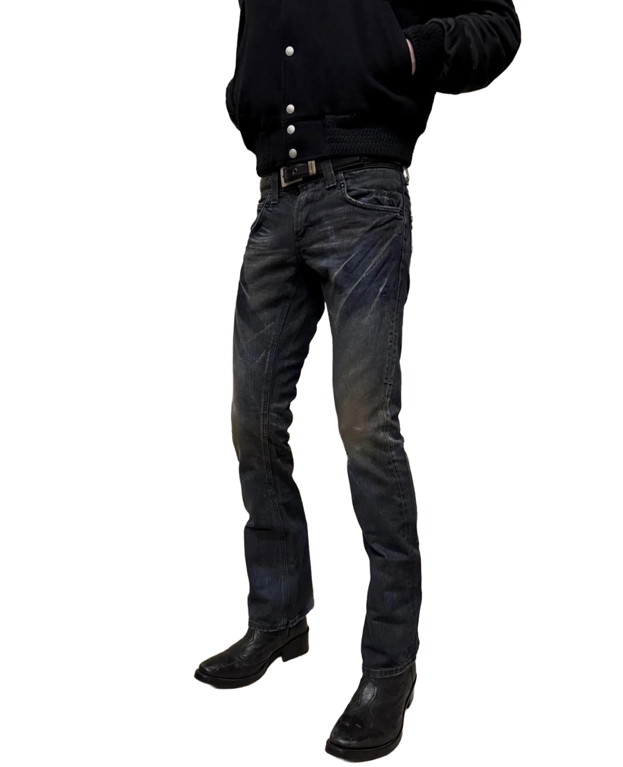 Midas X Lee Mud Washed Blue Studded Skinny Jeans