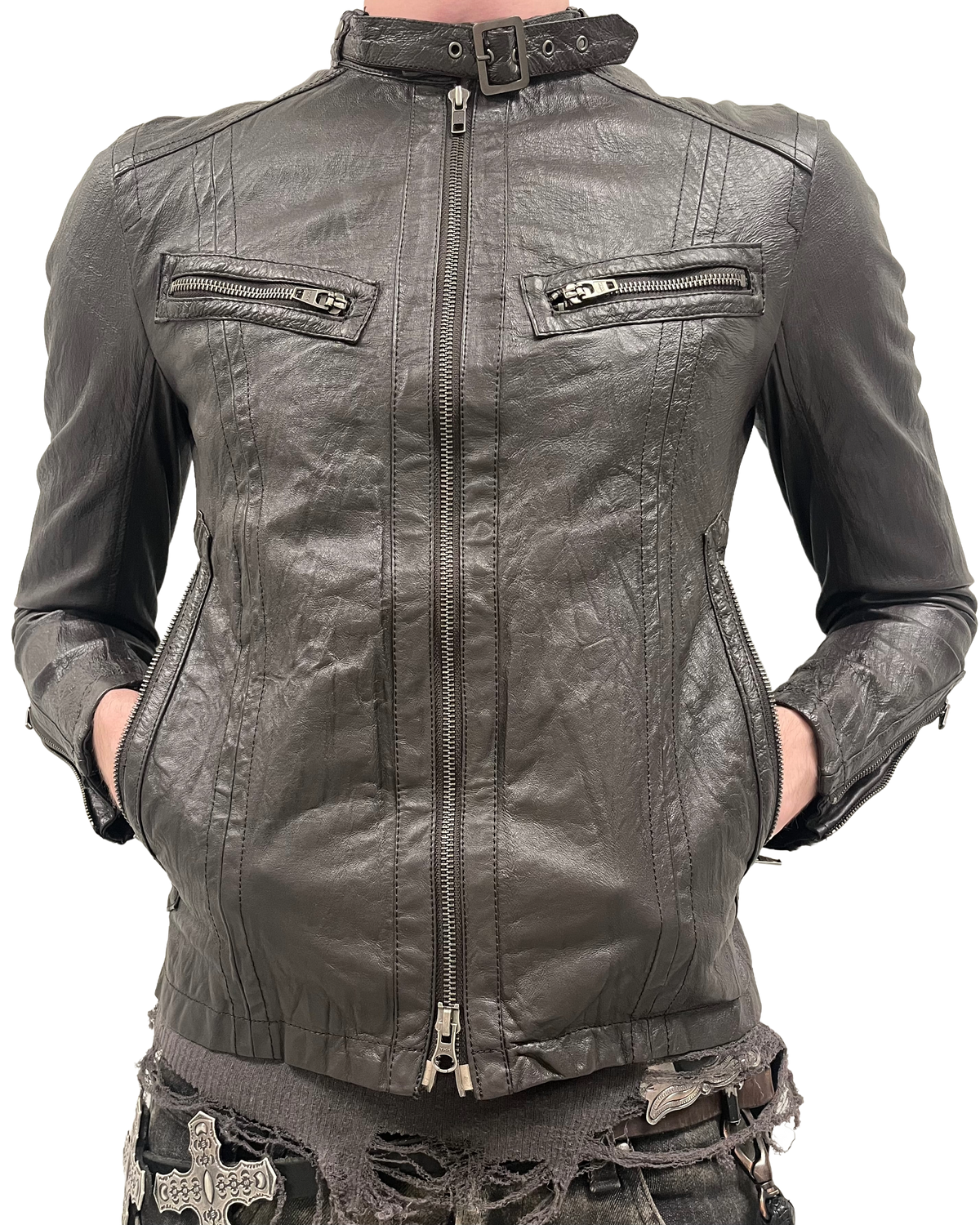Blouson de motard JACKROSE en cuir de porc
