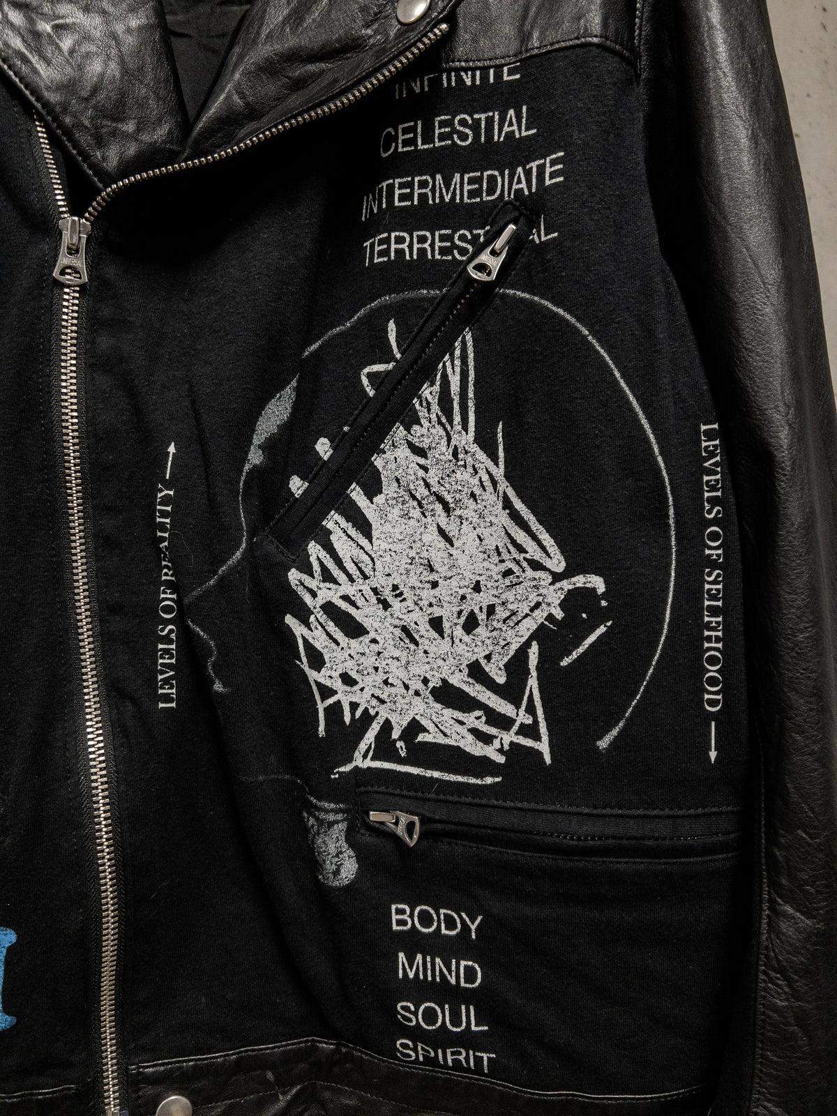 UNDERCOVER Spring Summer 2022 [Once in a Lifetime] Graphic Biker Hybrid Cow Leather Jacket