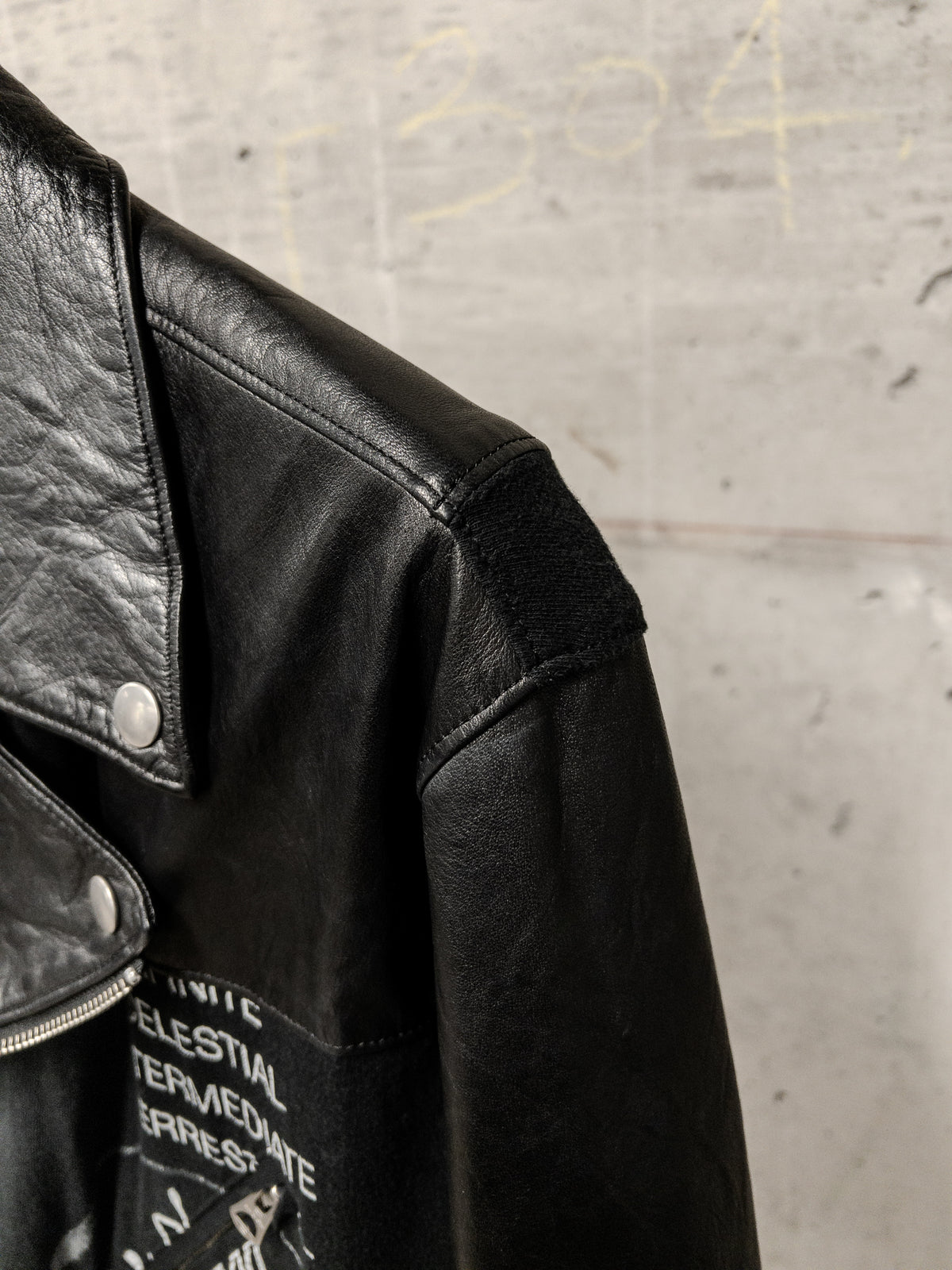 UNDERCOVER Spring Summer 2022 [Once in a Lifetime] Graphic Biker Hybrid Cow Leather Jacket
