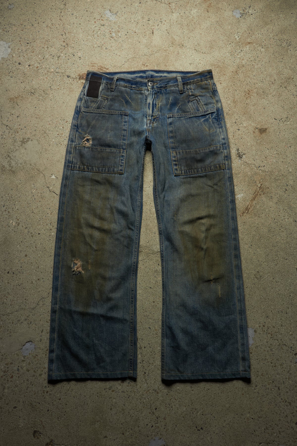 RICK OWENS 01 [SLAB] MUDWASH WIDE CARPENTER DENIM