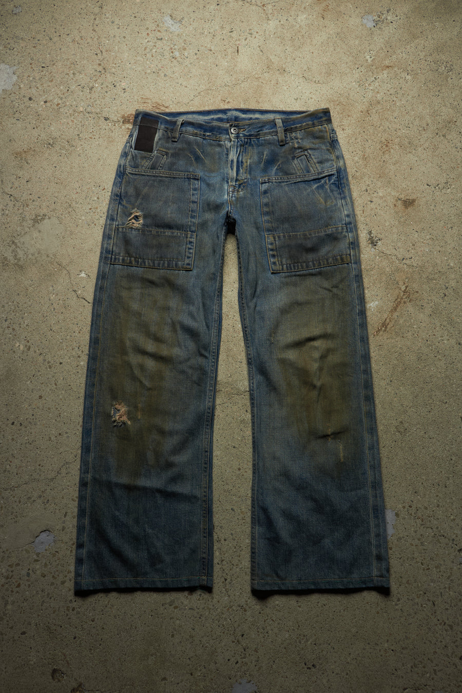 RICK OWENS 01 [SLAB] MUDWASH WIDE CARPENTER DENIM