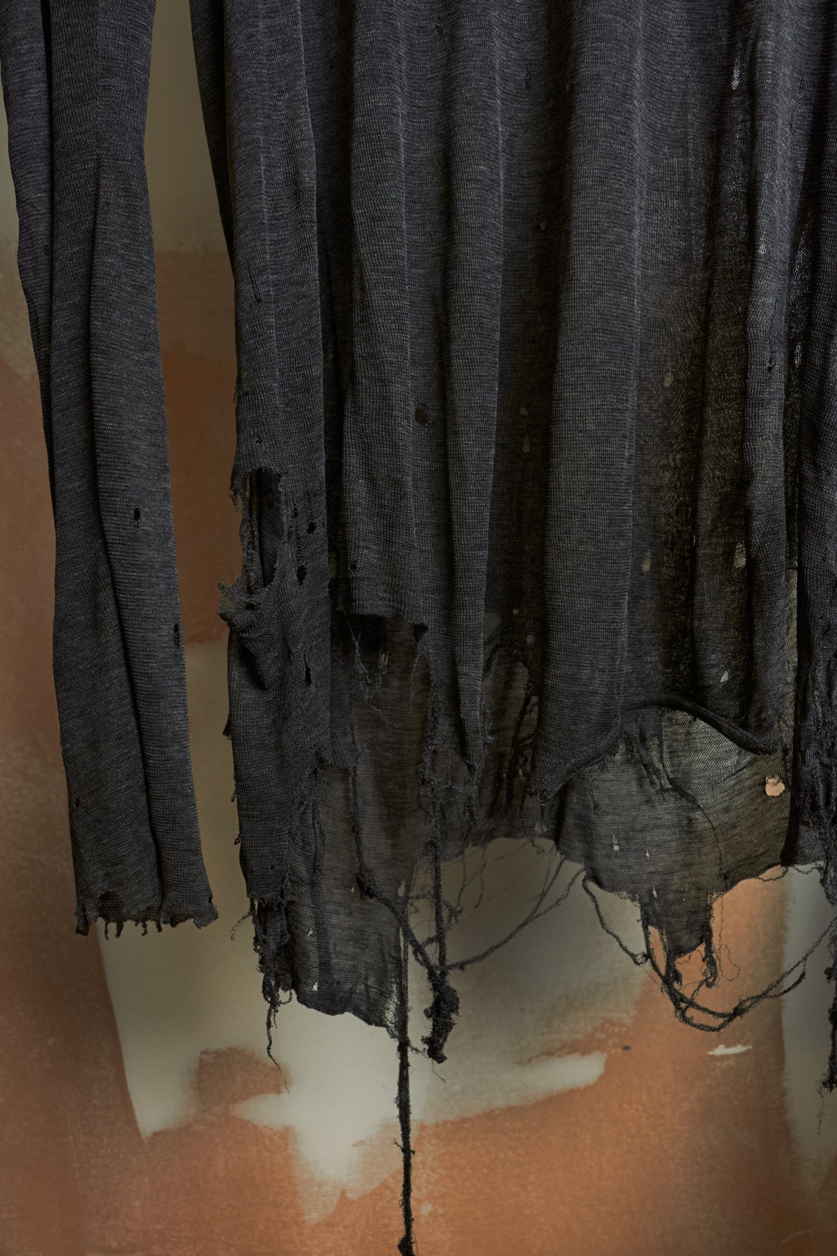 14th Addiction Distressed Sheer Long Sleeve Shirt