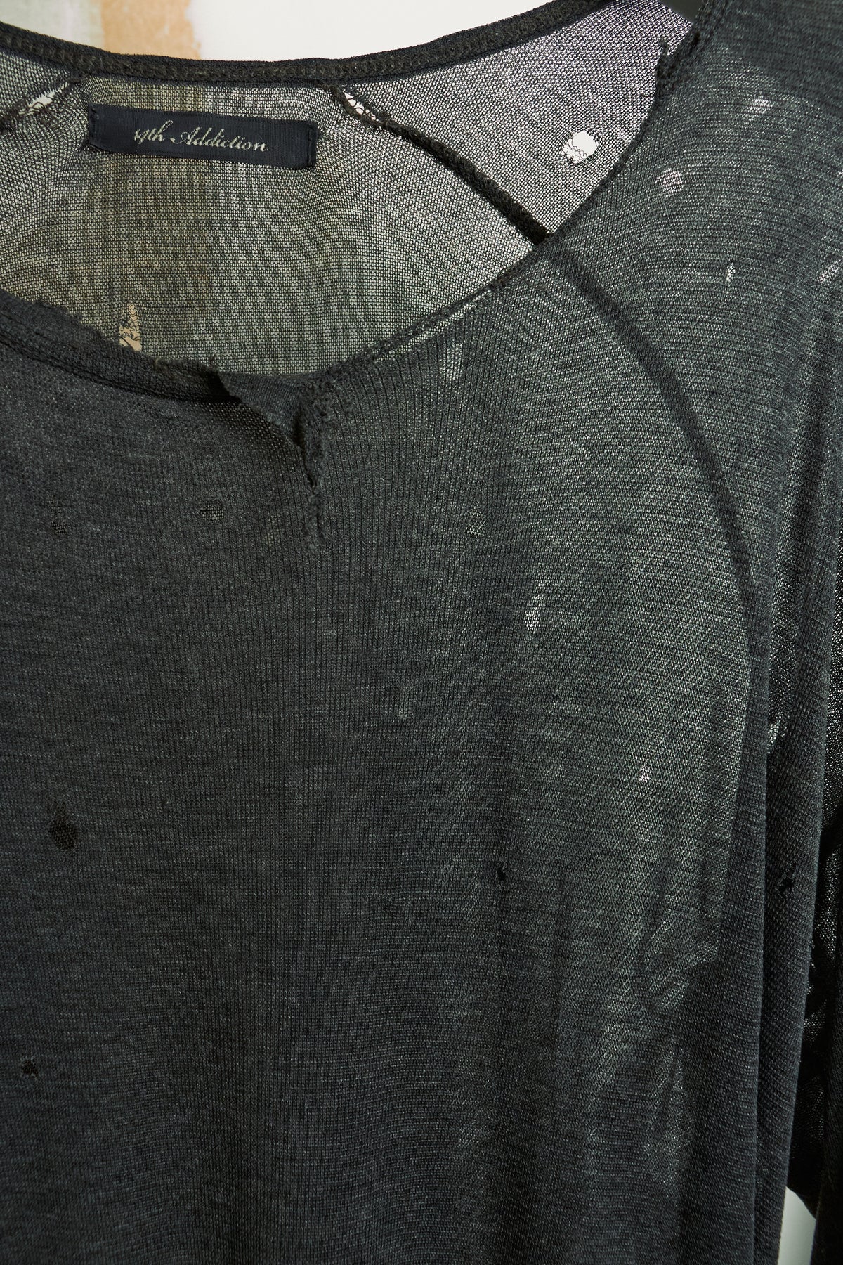 14th Addiction Distressed Sheer Long Sleeve Shirt