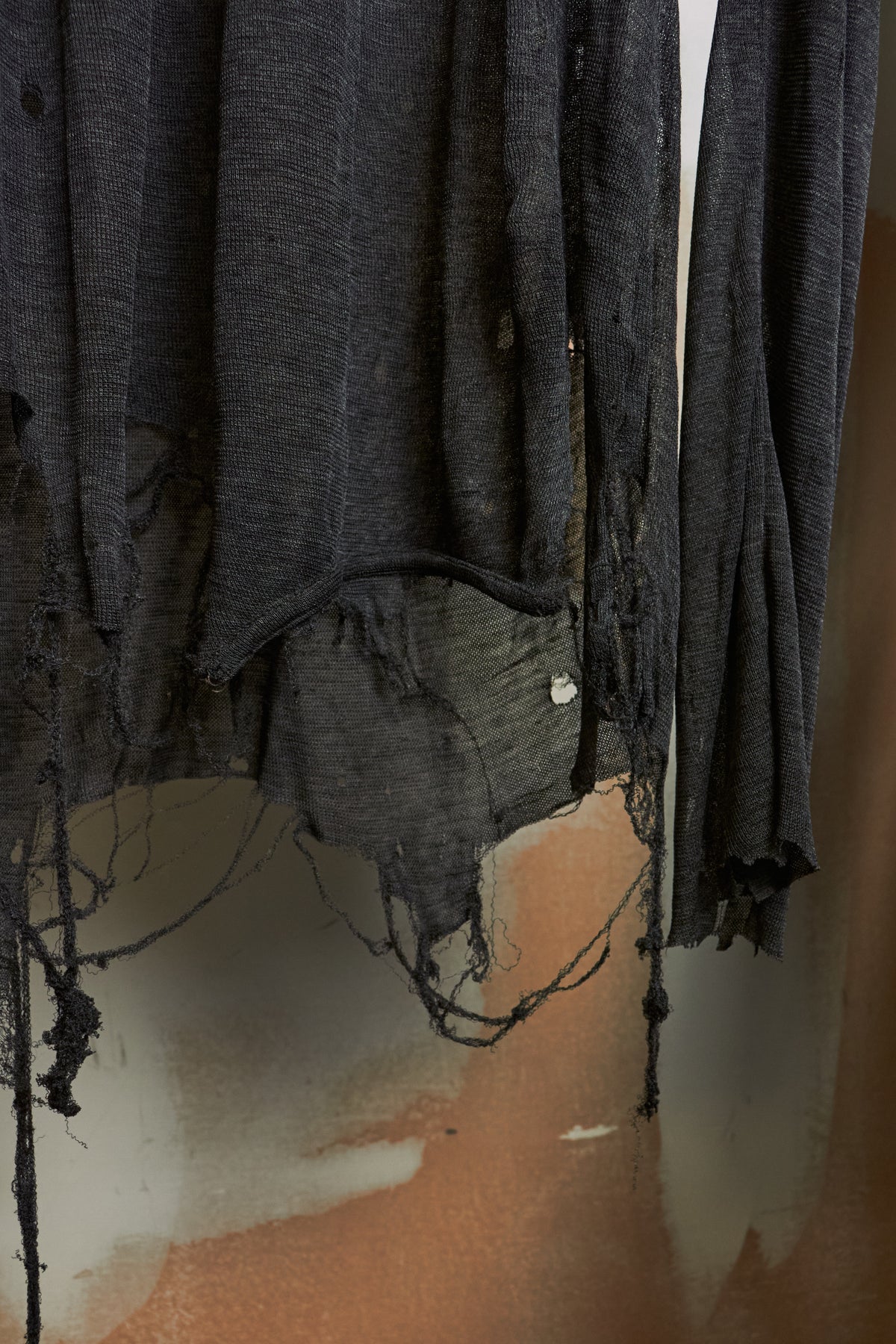 14th Addiction Distressed Sheer Long Sleeve Shirt