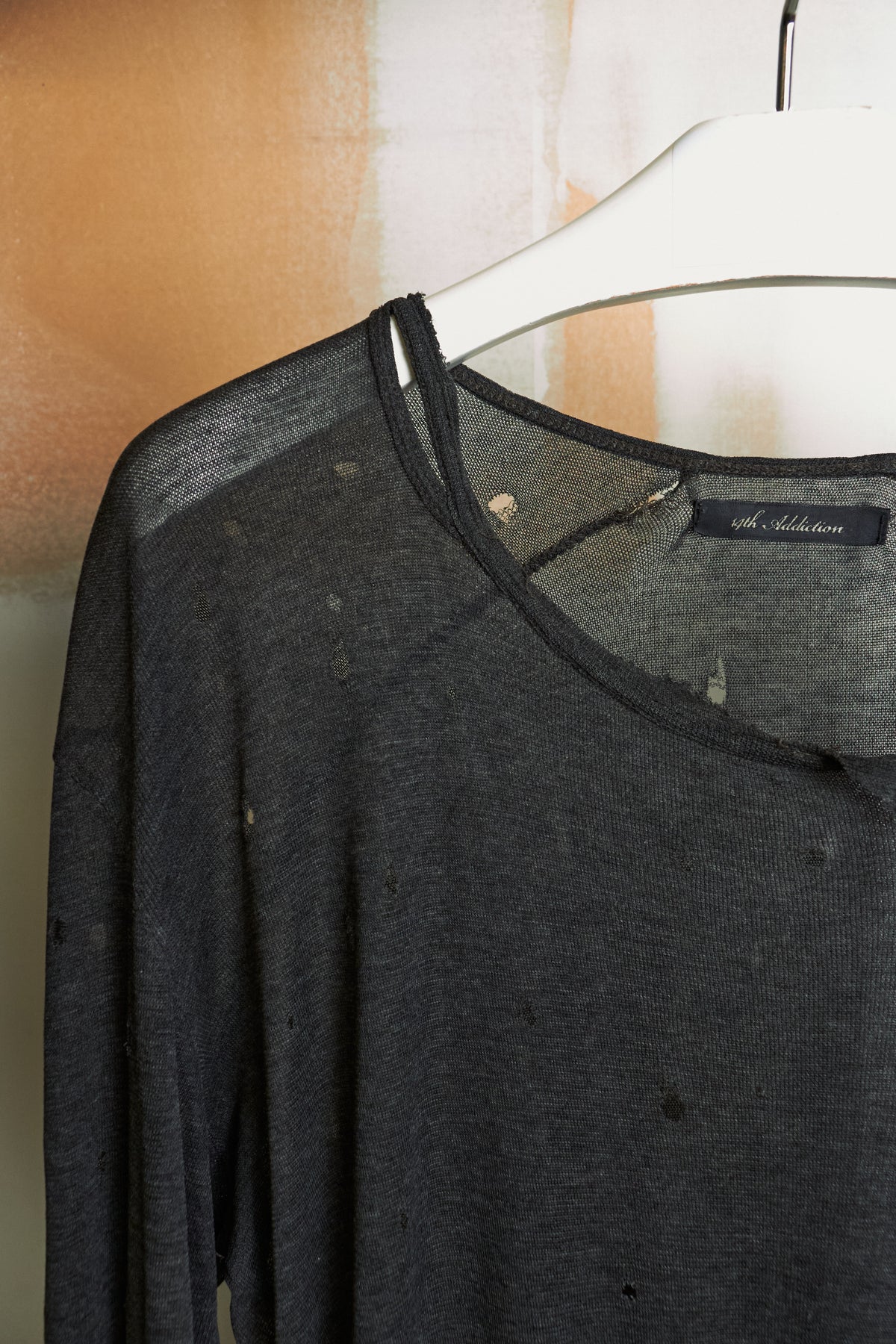 14th Addiction Distressed Sheer Long Sleeve Shirt