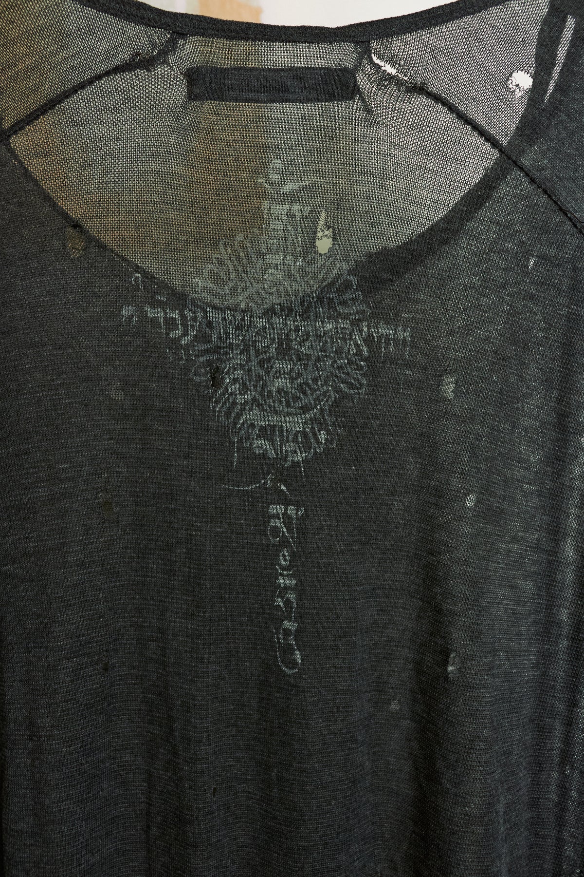 14th Addiction Distressed Sheer Long Sleeve Shirt