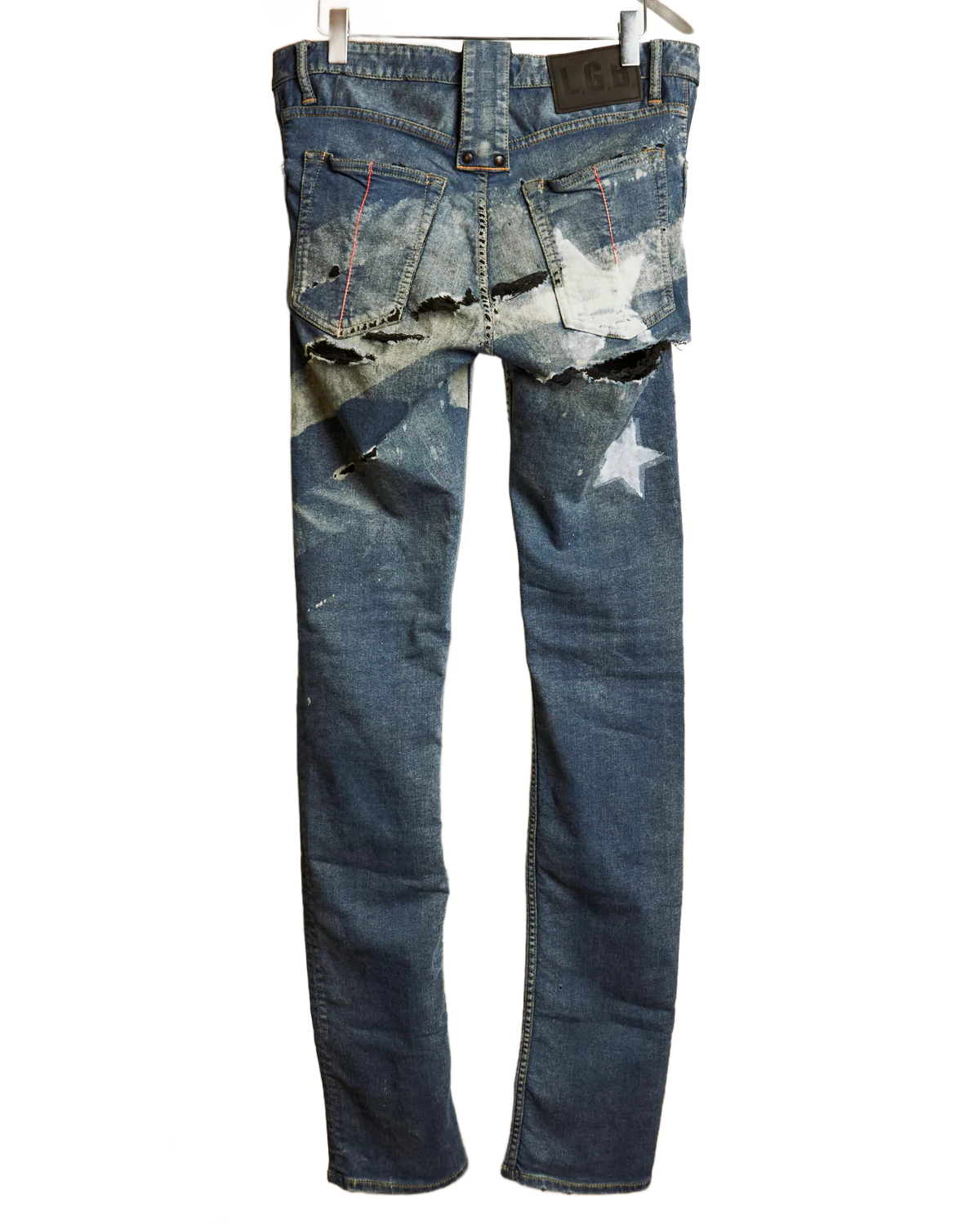 L.G.B. [ST103-B2D] Distressed Star Print Blue Denim